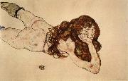 Egon Schiele Female Nude Lying on  Her Stomach Spain oil painting artist